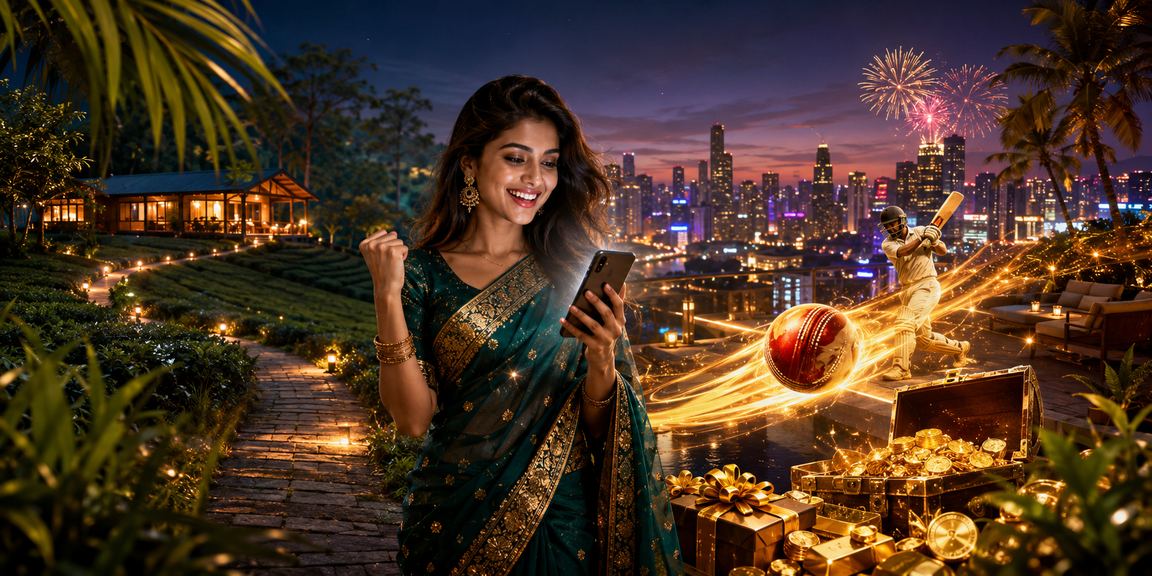 সিলেটের চা বাগানের পটভূমিতে ক্রিকেট বেটিং উপভোগ করছেন একজন ব্যবহারকারী